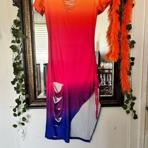 Vibrant Ombre Cutout Dress